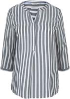 Tom Tailor Plus - Gestreepte henley-blouse met LENZING(TM) ECOVERO(TM), Vrouwen, grauw, GrÃ¶ÃŸe 44