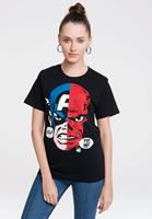 LOGOSHIRT T-Shirt "Captain America And Red Skull Faces", mit coolem Frontprint