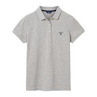 Gant Damen Poloshirt - MD. Summer Pique, Halbarm, Knopfleiste, Logo, einfarbig T-Shirts grau Damen 