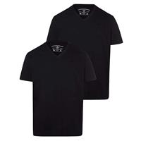 Roadsign T-Shirt Basic V-Ausschnitt (2-er Pack) mit toniger Stickerei T-Shirts schwarz Herren 