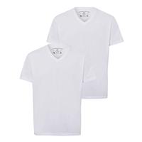 Roadsign T-Shirt Basic V-Ausschnitt (2-er Pack) mit toniger Stickerei T-Shirts weiß Herren 