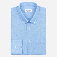 Apposta Hemd  einfarbig  hellblau baumwoll-leinen leinwandbindung, kragenform  niedriger button-down-kragen