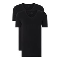 Schiesser T-Shirt, 2er-Pack, V-Ausschnitt, für Herren, schwarz