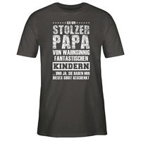 SHIRTRACER Vatertagsgeschenk Stolzer Papa Fantastische Kinder T-Shirts dunkelgrau Herren 