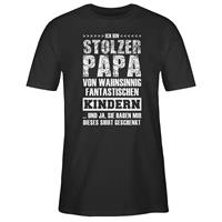 SHIRTRACER Vatertagsgeschenk Stolzer Papa Fantastische Kinder T-Shirts schwarz Herren 