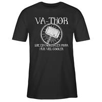 SHIRTRACER Vatertagsgeschenk Vathor wie ein normaler Papa nur viel cooler - weiß T-Shirts schwarz Herren 