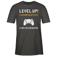 SHIRTRACER Geburtstag 18. Geburtstag - Gamer Level 18 T-Shirts dunkelgrau Herren 