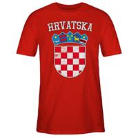 SHIRTRACER Fußball-Europameisterschaft 2021 Kroatien Wappen EM T-Shirts rot Herren 