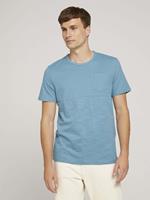 Tom Tailor Gestreiftes T-Shirt mit Brusttasche, smokey aqua white melange