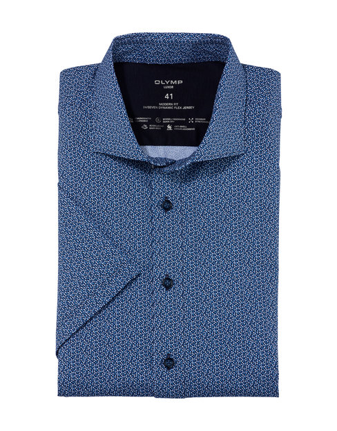 OLYMP Luxor 24/Seven Overhemd, modern fit, Kent, Marineblauw
