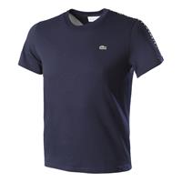 Lacoste Herren-Rundhals-Shirt aus gestreifter Baumwolle - Navy Blau 