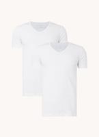 Schiesser T-Shirt, 2er-Pack, V-Ausschnitt, fÃ¼r Herren, weiÃŸ