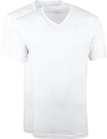OLYMP V-Kragen T-Shirt weiß Herren 