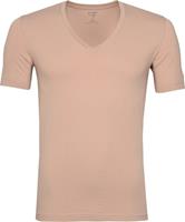 OLYMP Level Five Unterziehshirt/ T-Shirt in Caramel mit V-Hals &