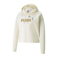 Puma ESS+ Cropped Metallic Logo Hoodie Bekleidung Damen weiß