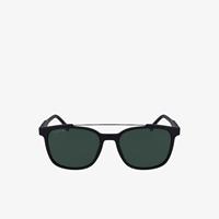 Lacoste L.12.12 Sonnenbrille mit eckigem Kunststoffrahmen und doppelter Brücke - BLACK / BLUE / BLACK 