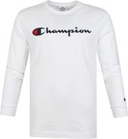 Champion Longsleeve T-Shirt Script Logo WeiÃŸ - GrÃ¶ÃŸe L