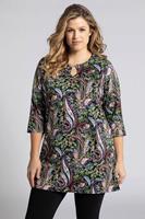 Ulla Popken Rundhalsshirt »Longshirt Rundhals Aussparung 3/4-Ärmel Muster«