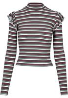 Urban Classics T-Shirt »Ladies Rib Striped Volant Turtleneck L/S«