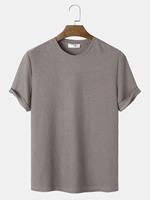 ChArmkpR Mens Plain Texture Knitted Waffle Short Sleeve T-Shirt