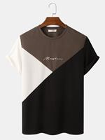 ChArmkpR Mens Embroidery Tricolor Knitted Texture Short Sleeve T-Shirt