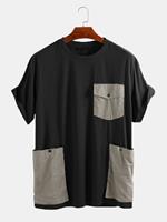 INCERUN Mens Loose Casual Short Sleeve T-Shirt Decorated With Large Pockets