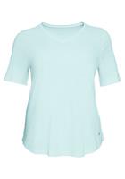 Sheego T-Shirt mit verlängertem Kurzarm und gerundetem Saum