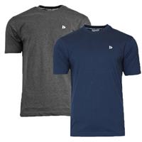 Donnay Donnay Heren - 2-Pack - T-Shirt Vince - Donkerblauw & Donkergrijs