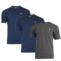 Donnay Donnay Heren - 3-Pack - T-Shirt Vince - Navy & Donkergrijs