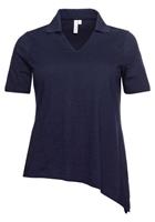 Sheego T-Shirt mit Polokragen und asymmetrischem Saum