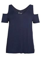 Sheego T-Shirt mit V-Ausschnitt, im schulterfreien Look