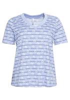 Sheego T-Shirt mit Streifen, Blumendruck und V-Ausschnitt