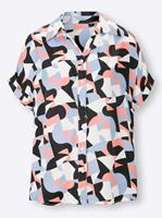 Blouse met print in bleu/flamingo bedrukt van Rick Cardona