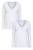 Mountain Warehouse Eden Bio-T-Shirt mit V-Ausschnitt für Damen, Multipack - Weiss