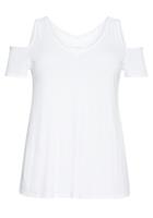 Sheego T-Shirt mit V-Ausschnitt, im schulterfreien Look