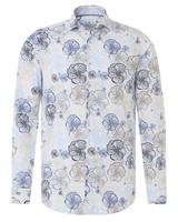 Blue Industry Overhemd Blauw Beige Bloemen