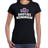 Bellatio Shotjes Koningin drank fun t-shirt Zwart