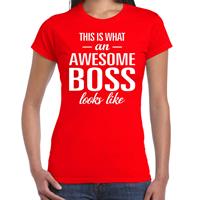 Bellatio Awesome Boss tekst t-shirt rood dames - dames fun tekst shirt Rood