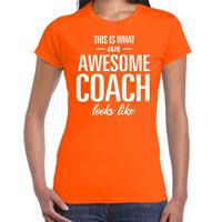 Bellatio Awesome coach cadeau t-shirt Oranje