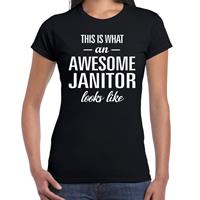 Bellatio Awesome Janitor / geweldige congierge cadeau t-shirt Zwart