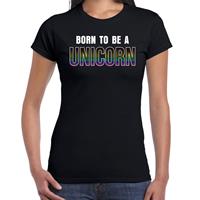 Bellatio Born to be a unicorn regenboog t-shirt / shirt Zwart