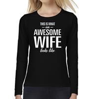 Bellatio Awesome Wife - geweldige vrouw / echtgenote cadeau shirt long sleeve Zwart