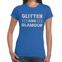 Bellatio Glitter and Glamour zilver glitter tekst t-shirt Blauw