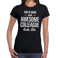 Bellatio Awesome Colleague tekst t-shirt zwart dames - dames fun tekst shirt Zwart