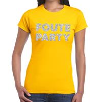 Bellatio Foute Party zilveren glitter tekst t-shirt Geel