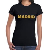 Bellatio Madrid gouden glitter tekst t-shirt Zwart