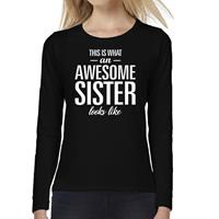 Bellatio Awesome Sister - geweldige zus cadeau shirt long sleeve Zwart