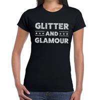 Bellatio Glitter and Glamour zilver glitter tekst t-shirt Zwart