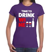 Bellatio Time to drink Wine tekst t-shirt Paars