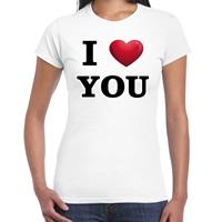 Bellatio I love you t-shirt voor dames - Wit